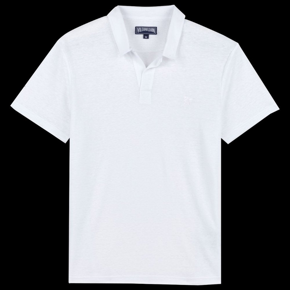 Vilebrequin Men Linen Jersey Polo Shirt White NWT